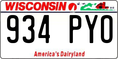 WI license plate 934PYO