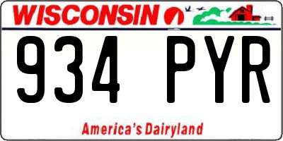 WI license plate 934PYR
