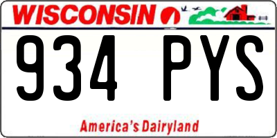 WI license plate 934PYS