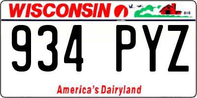 WI license plate 934PYZ