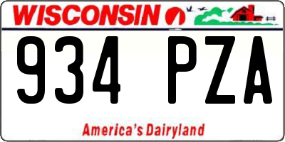 WI license plate 934PZA