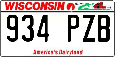 WI license plate 934PZB