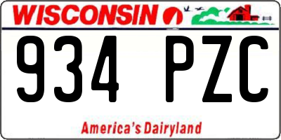 WI license plate 934PZC