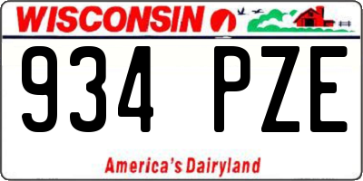 WI license plate 934PZE