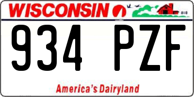 WI license plate 934PZF