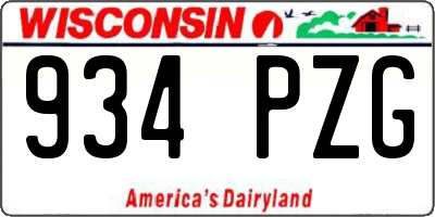 WI license plate 934PZG