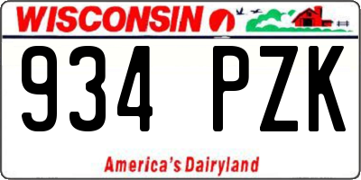 WI license plate 934PZK