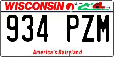 WI license plate 934PZM