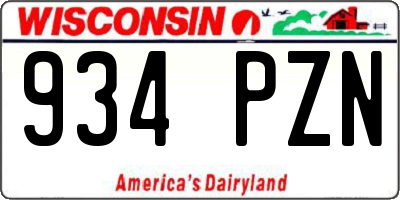 WI license plate 934PZN