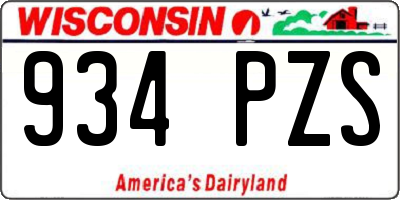 WI license plate 934PZS