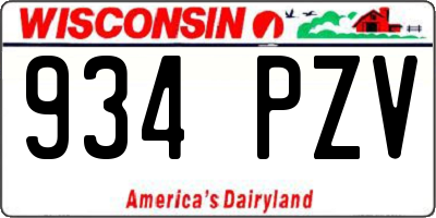 WI license plate 934PZV