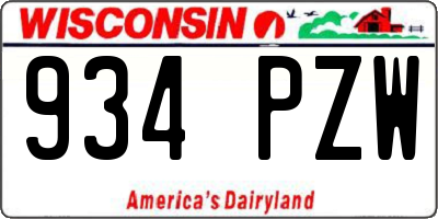 WI license plate 934PZW