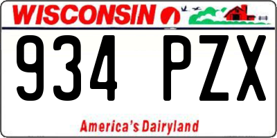 WI license plate 934PZX