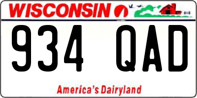 WI license plate 934QAD