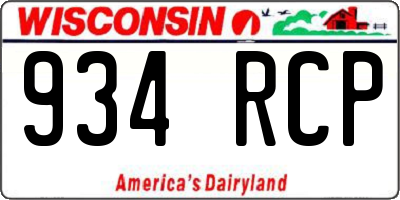 WI license plate 934RCP