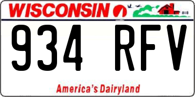 WI license plate 934RFV