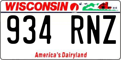 WI license plate 934RNZ