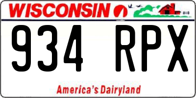 WI license plate 934RPX