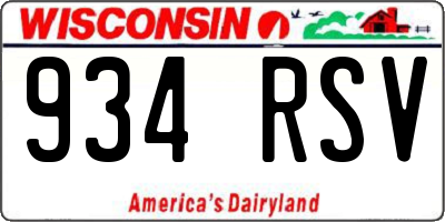 WI license plate 934RSV