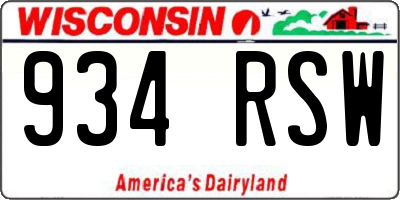 WI license plate 934RSW