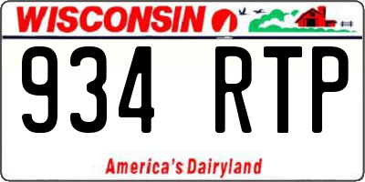 WI license plate 934RTP