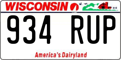 WI license plate 934RUP