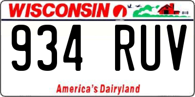 WI license plate 934RUV