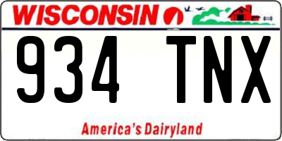 WI license plate 934TNX