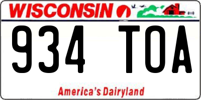 WI license plate 934TOA