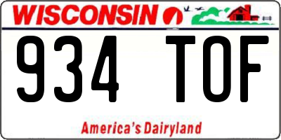 WI license plate 934TOF