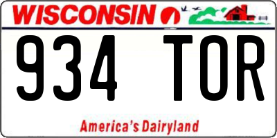 WI license plate 934TOR