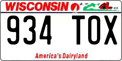 WI license plate 934TOX