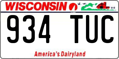 WI license plate 934TUC