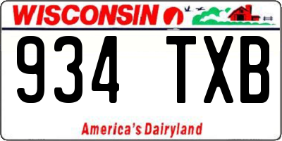 WI license plate 934TXB