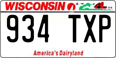 WI license plate 934TXP