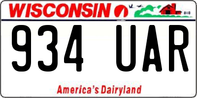 WI license plate 934UAR