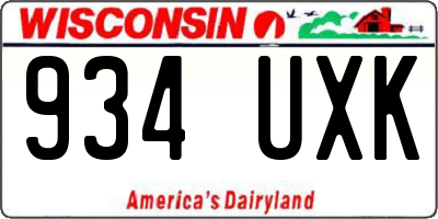 WI license plate 934UXK