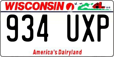 WI license plate 934UXP