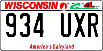 WI license plate 934UXR