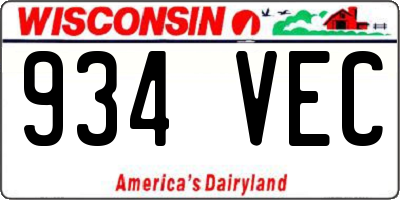 WI license plate 934VEC