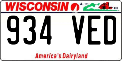 WI license plate 934VED