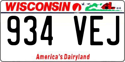 WI license plate 934VEJ