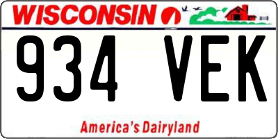 WI license plate 934VEK