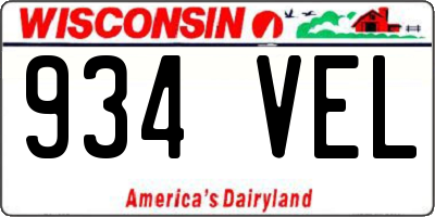 WI license plate 934VEL