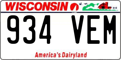 WI license plate 934VEM
