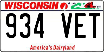 WI license plate 934VET