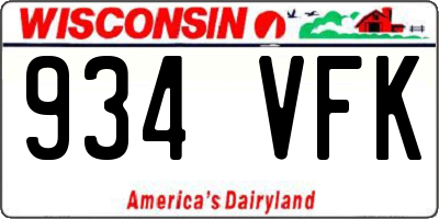 WI license plate 934VFK