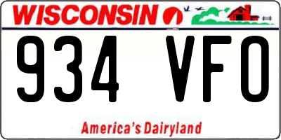 WI license plate 934VFO