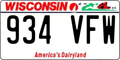 WI license plate 934VFW