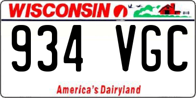 WI license plate 934VGC
